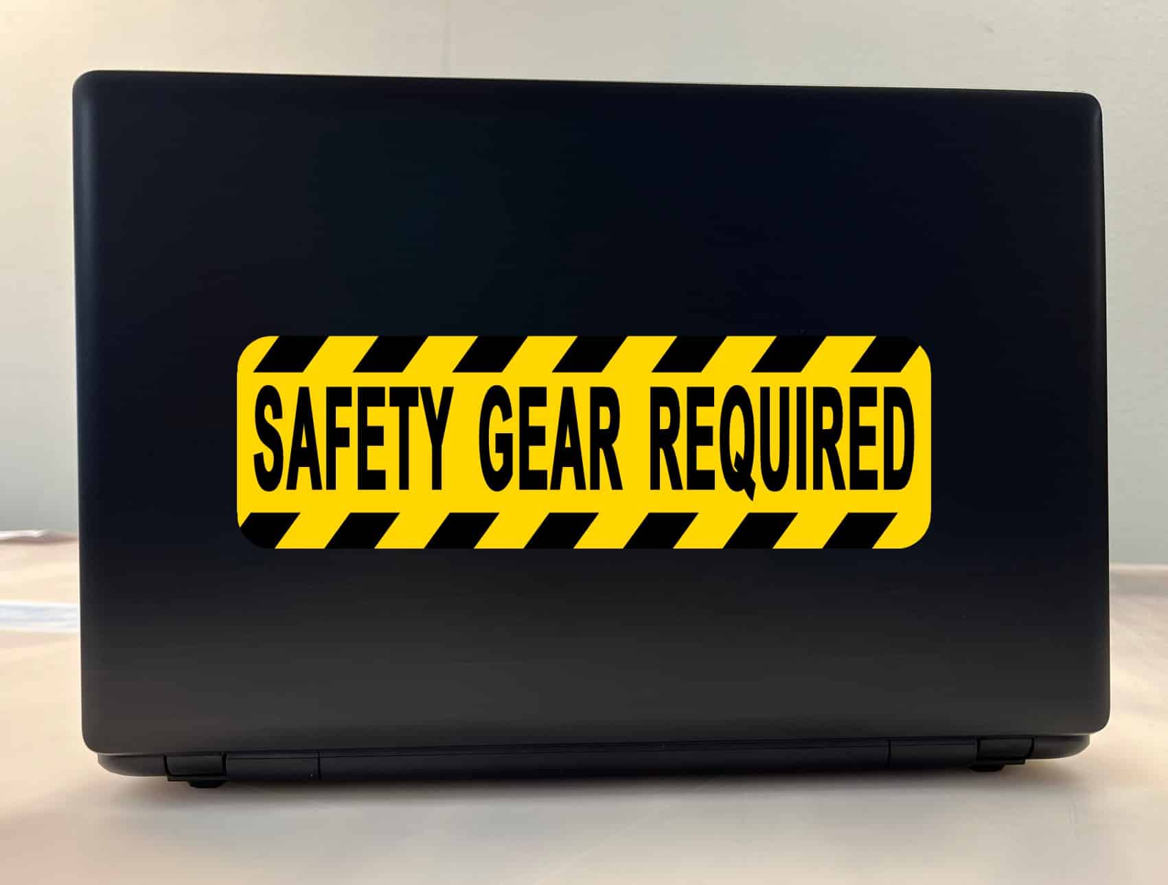 StickerTalk Safety Gear Required Vinyl Sticker, 10 inches by 3 inches