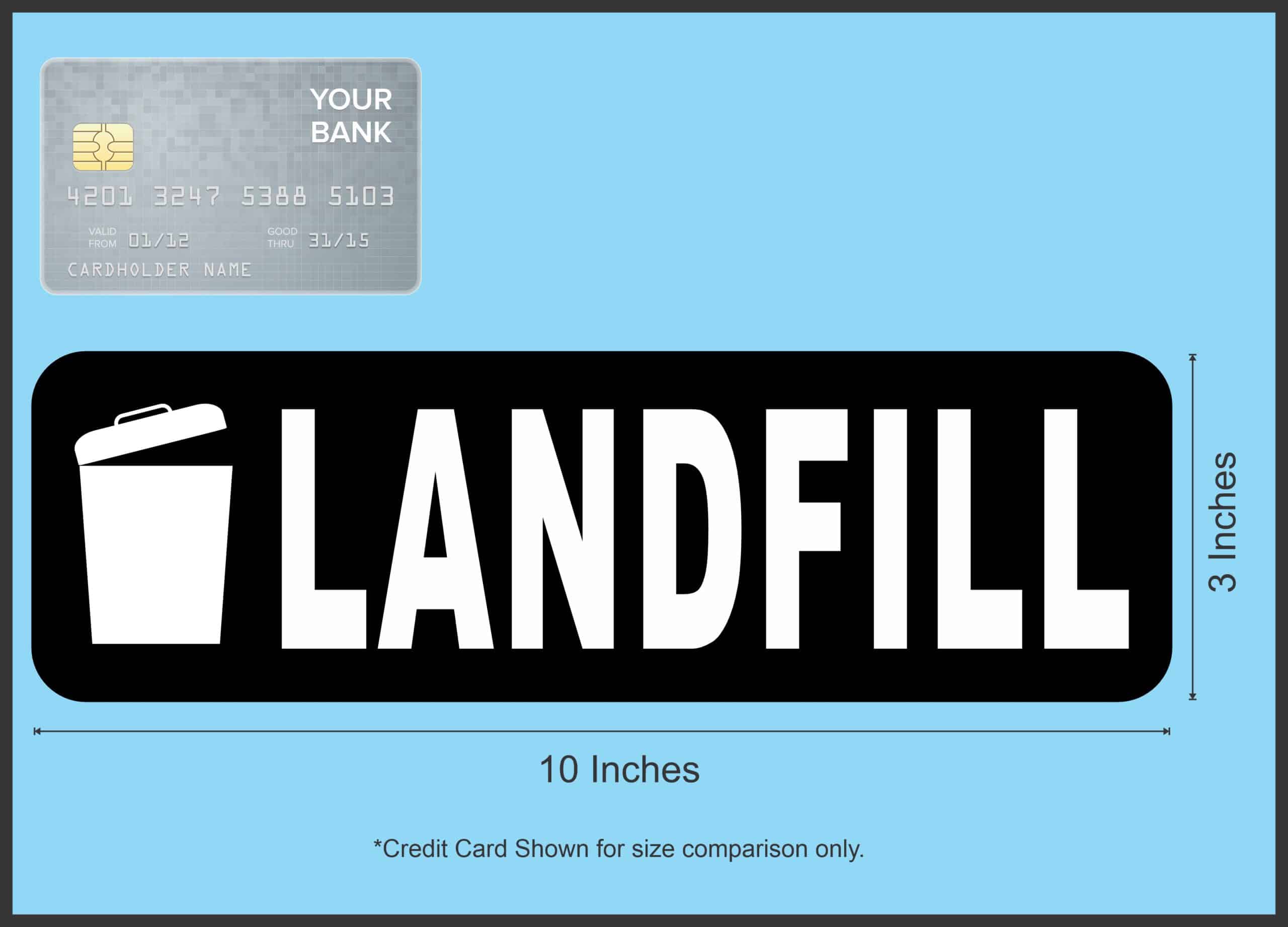 StickerTalk Landfill Black and White Magnet, 10 inches by 3 inches