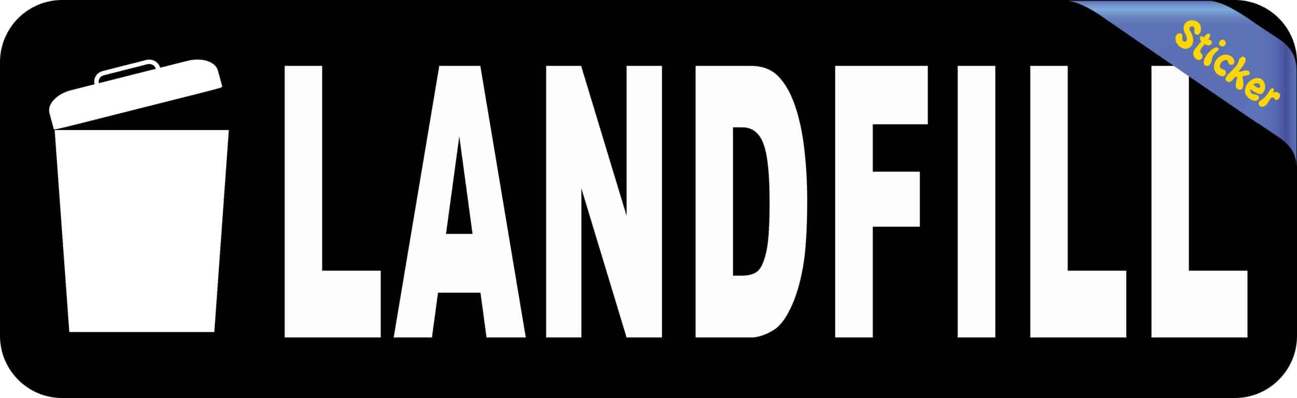 StickerTalk Landfill Black and White Vinyl Sticker, 10 inches by 3 inches