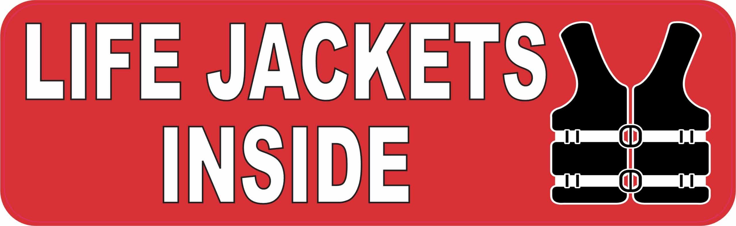 StickerTalk Life Jackets Inside Vinyl Sticker, 10 inches by 3 inches