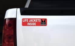 StickerTalk Life Jackets Inside Vinyl Sticker, 10 inches by 3 inches