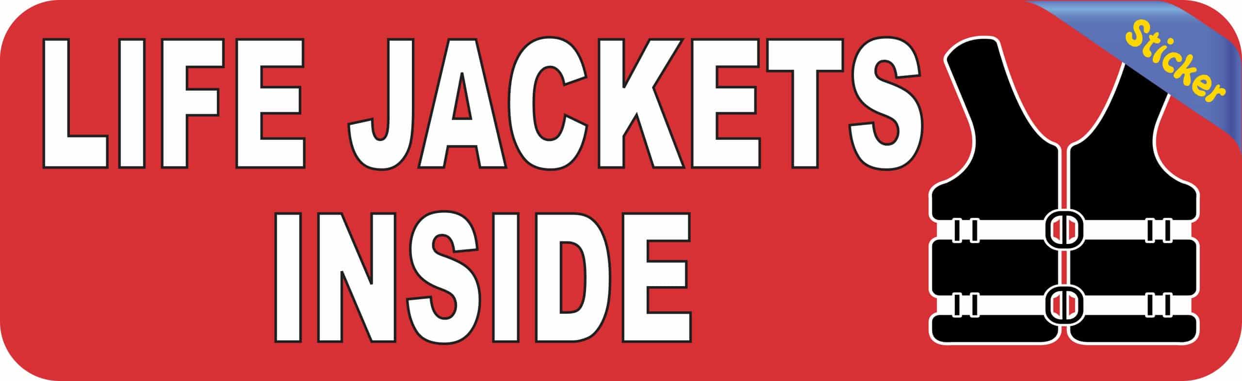 StickerTalk Life Jackets Inside Vinyl Sticker, 10 inches by 3 inches