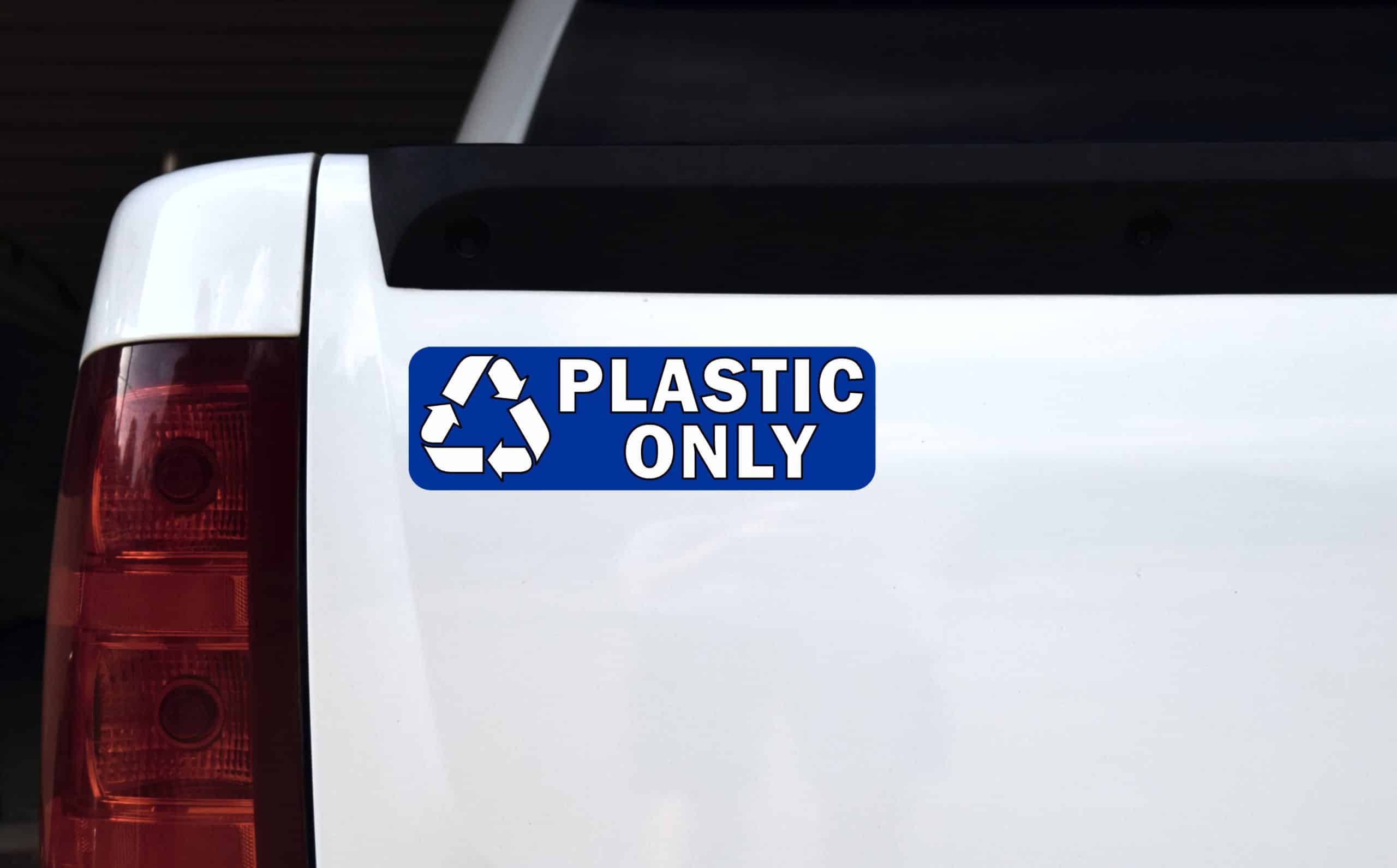 StickerTalk Plastic Only Recycle Vinyl Sticker, 10 inches by 3 inches