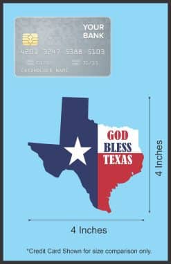 StickerTalk God Bless Texas Vinyl Sticker, 4 inches by 4 inches