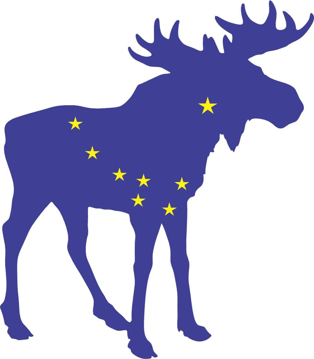 StickerTalk Alaskan Flag State Animal Moose Vinyl Sticker, 3.5 inches by 4 inches