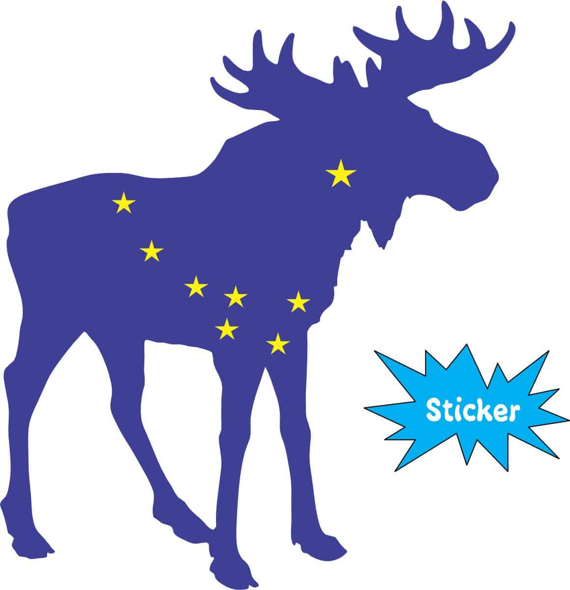 StickerTalk Alaskan Flag State Animal Moose Vinyl Sticker, 3.5 inches by 4 inches