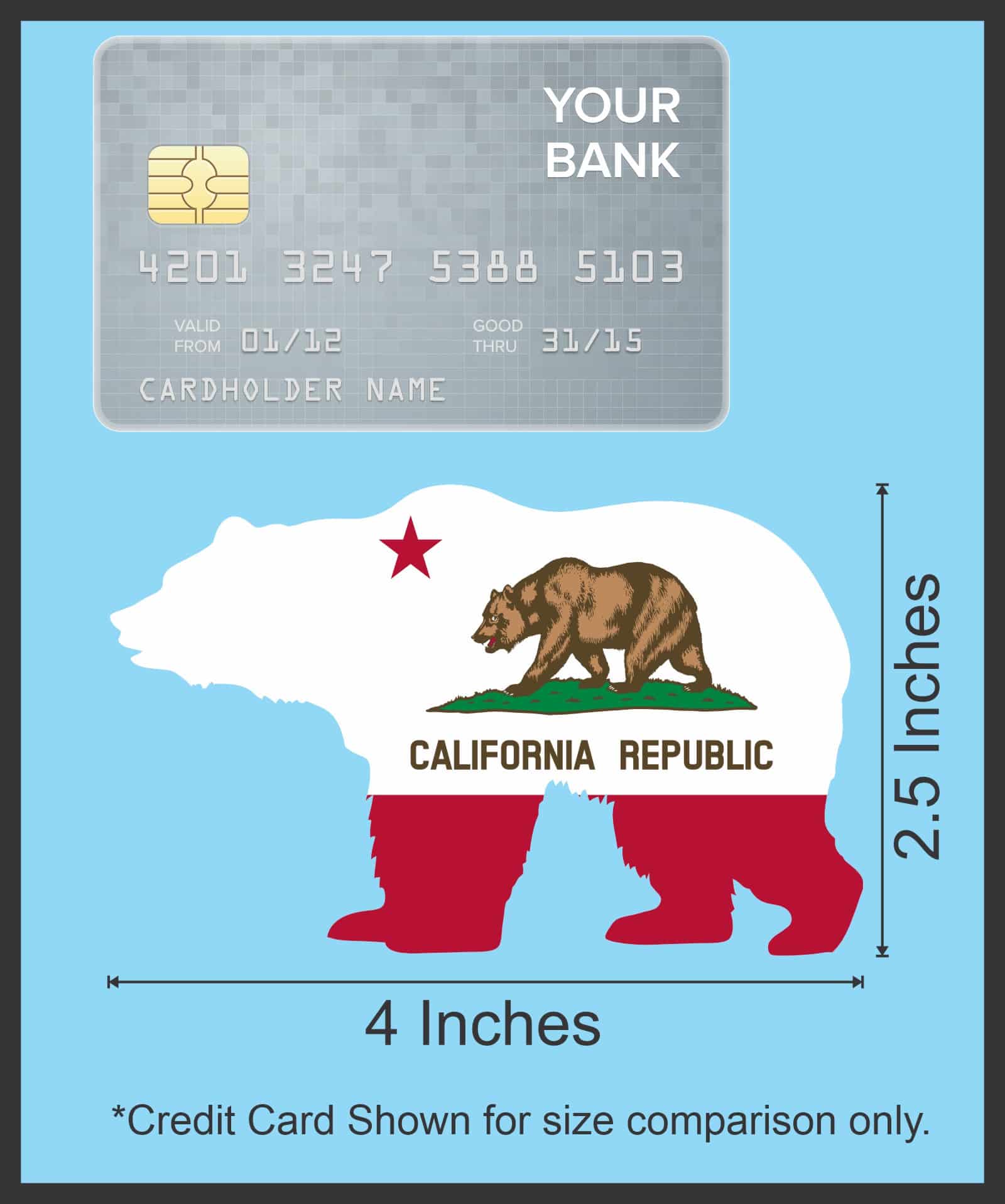 StickerTalk California Flag State Animal Bear Vinyl Sticker, 4 inches by 2.5 inches