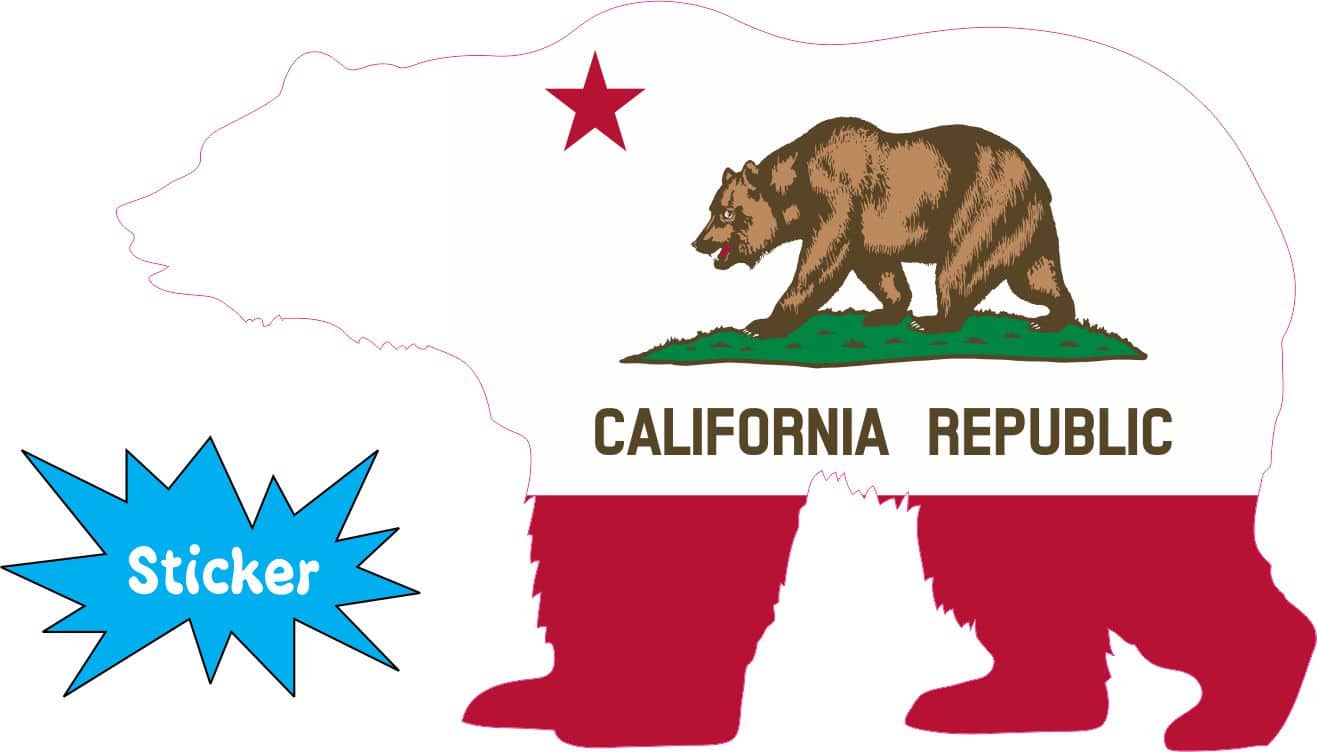 StickerTalk California Flag State Animal Bear Vinyl Sticker, 4 inches by 2.5 inches