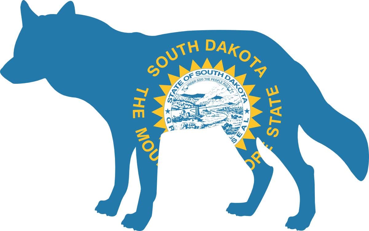 StickerTalk South Dakota Flag State Animal Coyote Vinyl Sticker, 4 inches by 2.5 inches