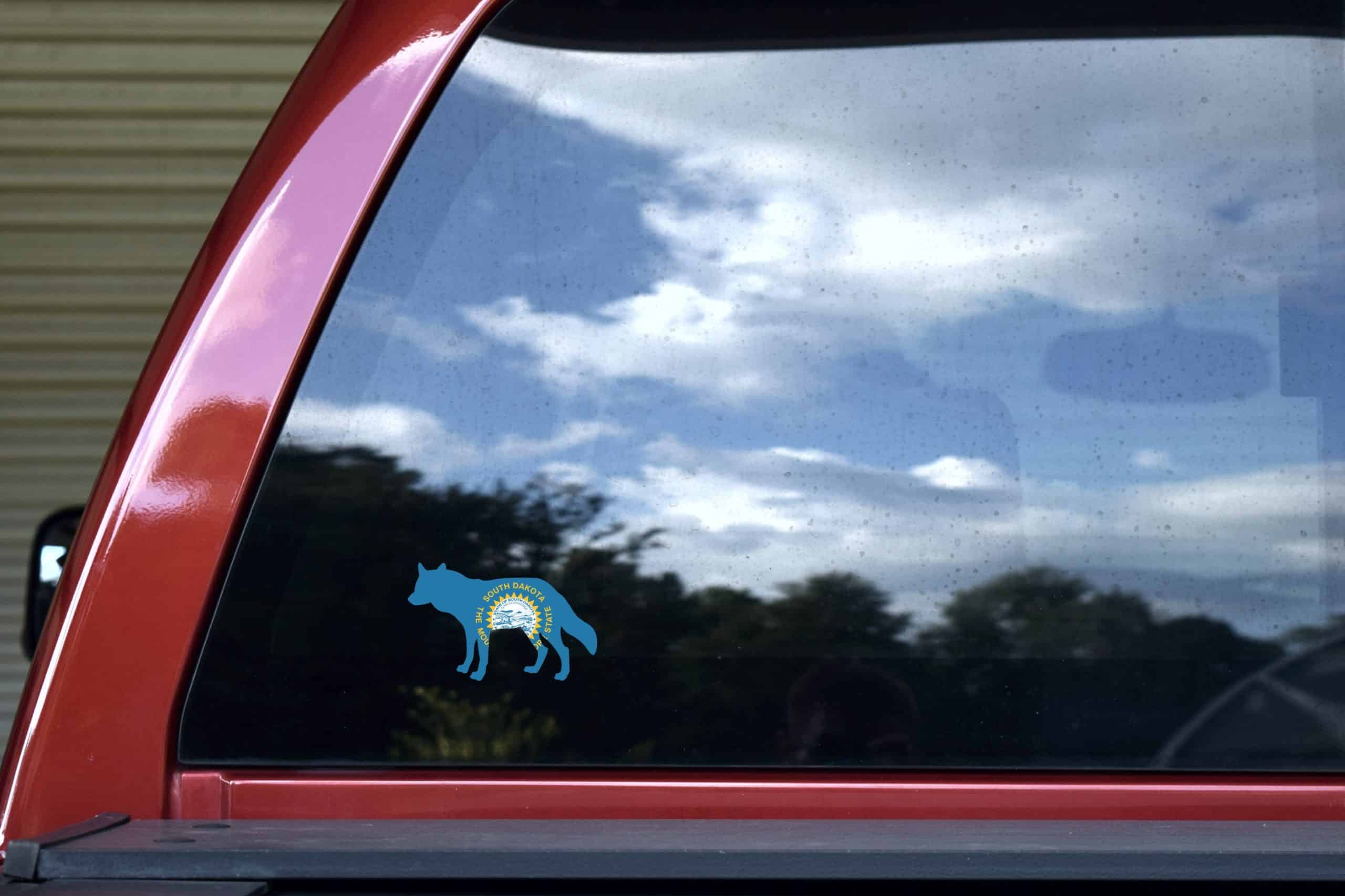 StickerTalk South Dakota Flag State Animal Coyote Vinyl Sticker, 4 inches by 2.5 inches