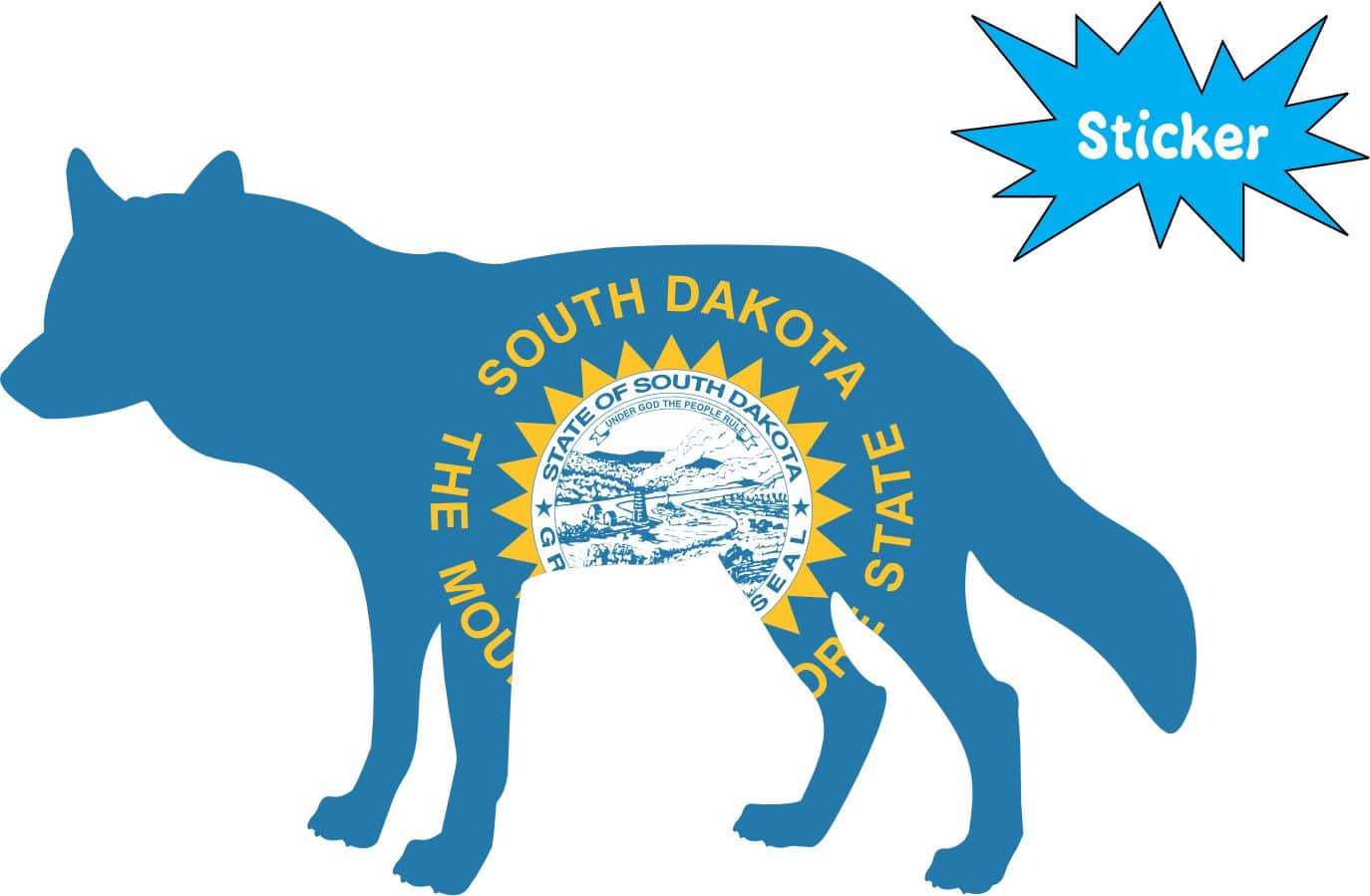 StickerTalk South Dakota Flag State Animal Coyote Vinyl Sticker, 4 inches by 2.5 inches