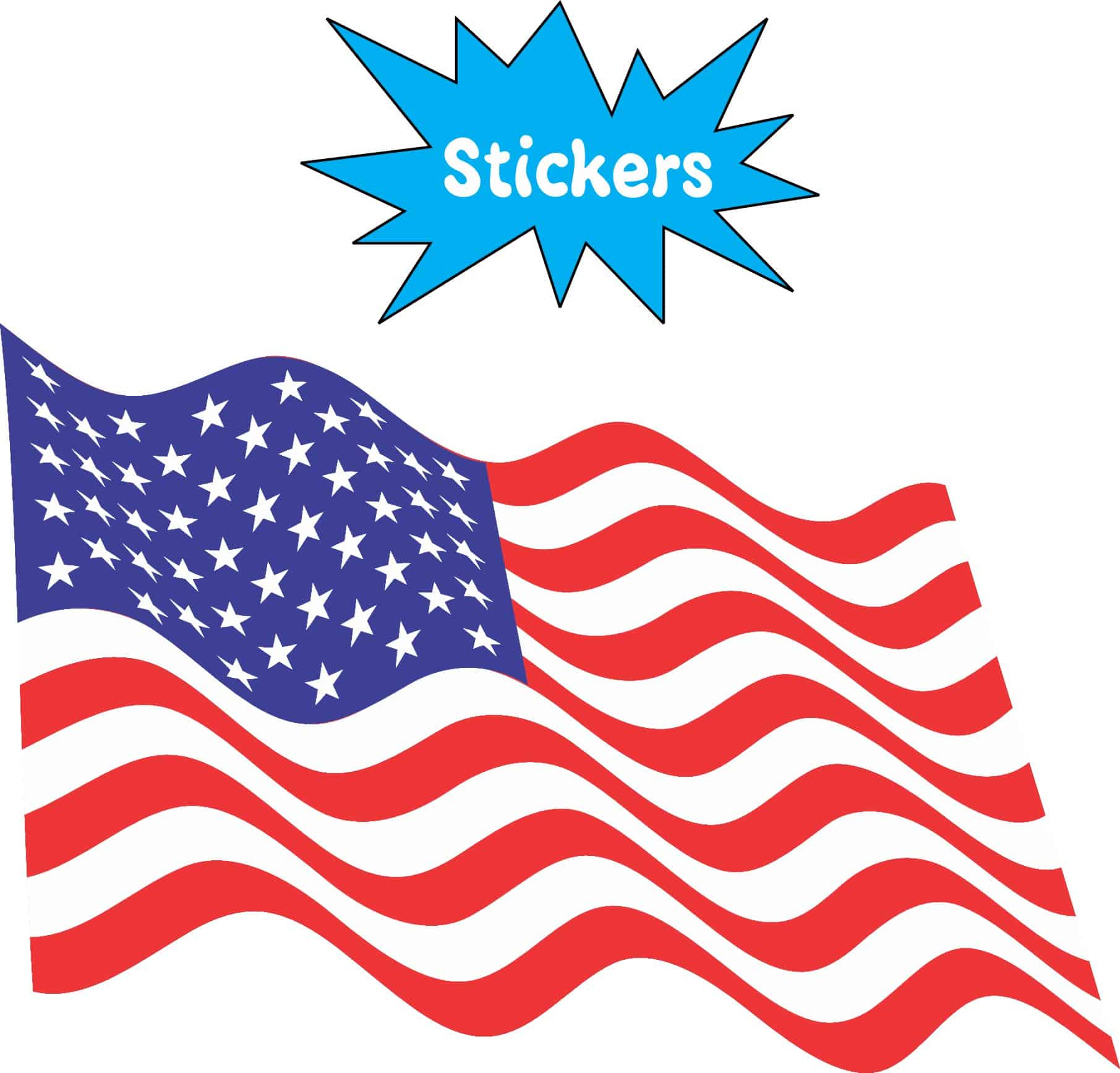 StickerTalk Waving USA Flag Vinyl Sticker Sheet, 3 inches by 2 inches
