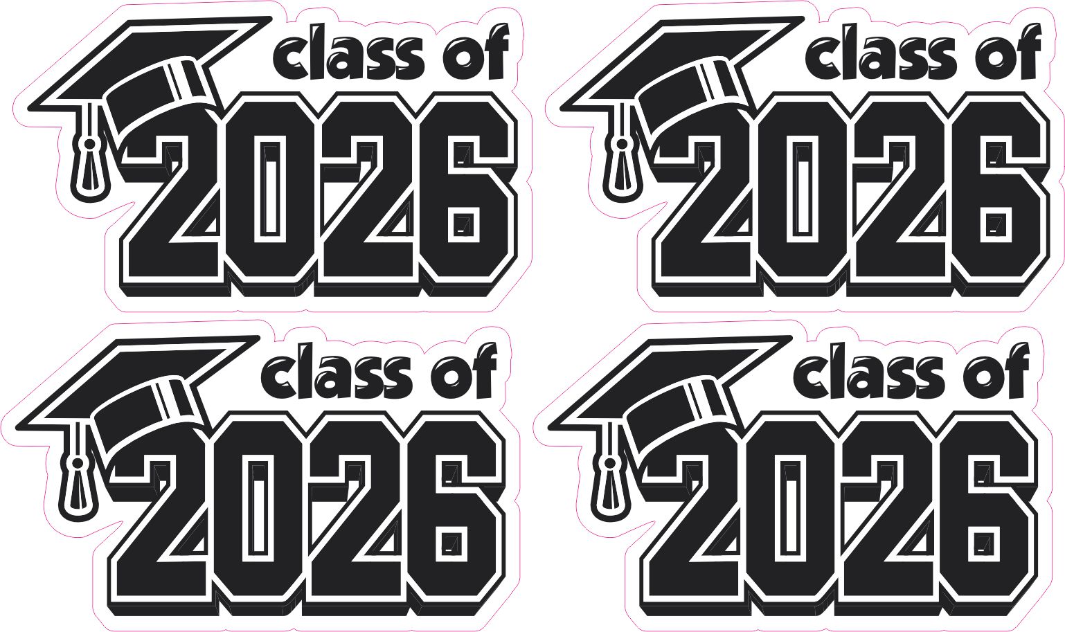 StickerTalk Class of 2026 Graduation Vinyl Sticker Sheet, 2.5 inches by 1.5 inches