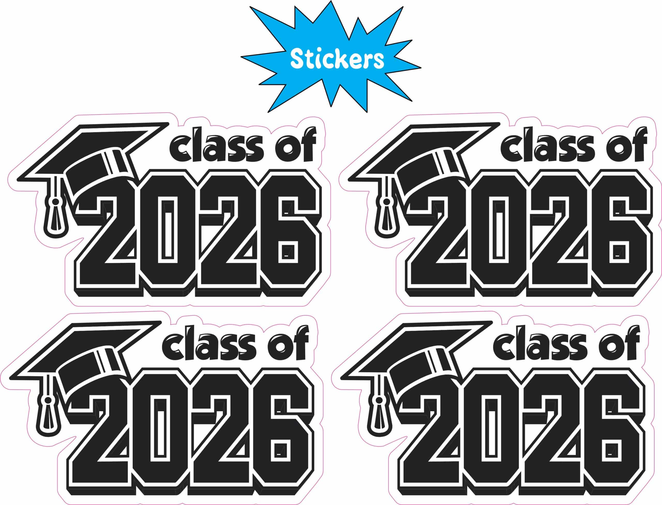 StickerTalk Class of 2026 Graduation Vinyl Sticker Sheet, 2.5 inches by 1.5 inches