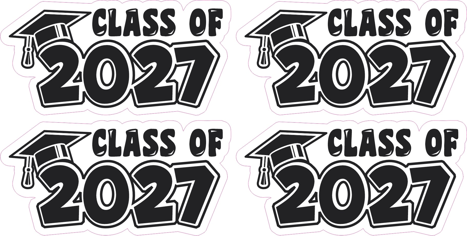 StickerTalk Class of 2027 Graduation Vinyl Sticker Sheet, 3 inches by 1.5 inches