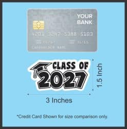 StickerTalk Class of 2027 Graduation Vinyl Sticker Sheet, 3 inches by 1.5 inches