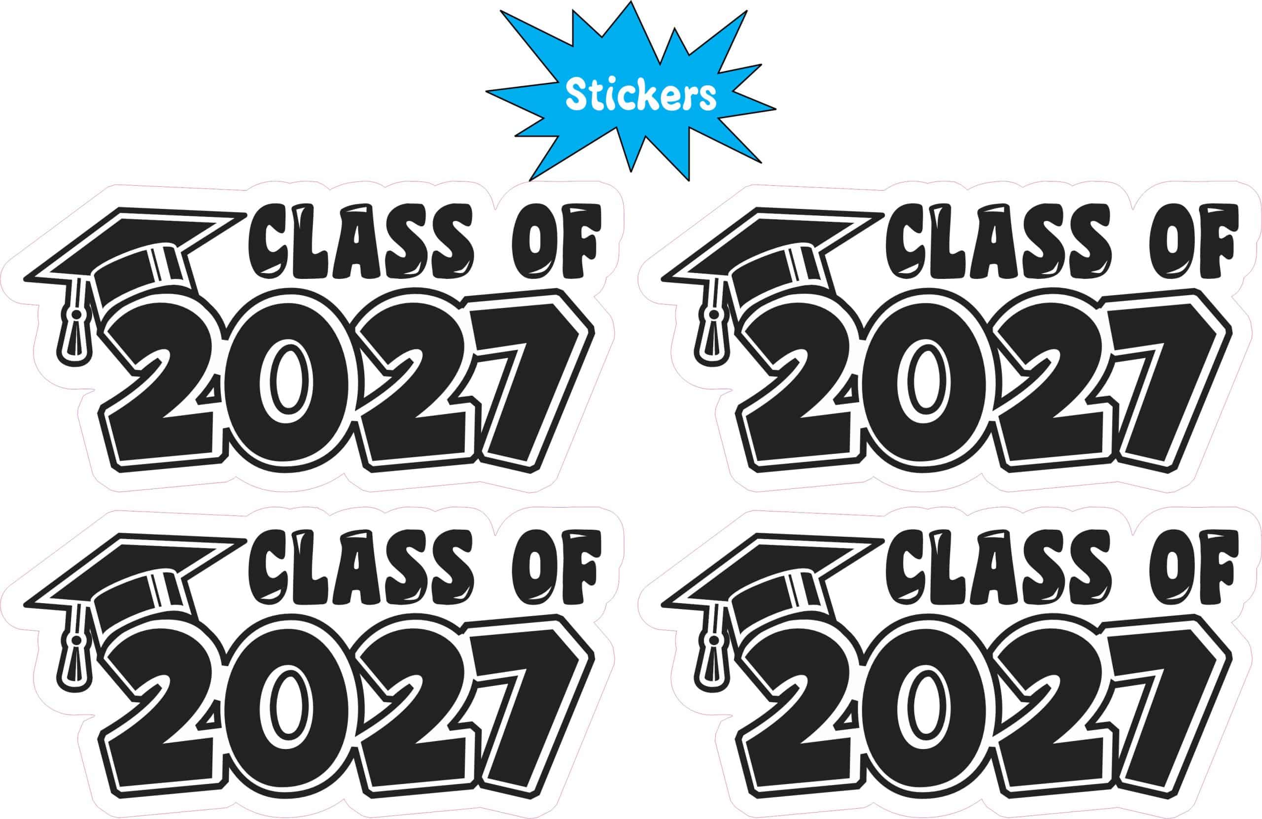 StickerTalk Class of 2027 Graduation Vinyl Sticker Sheet, 3 inches by 1.5 inches