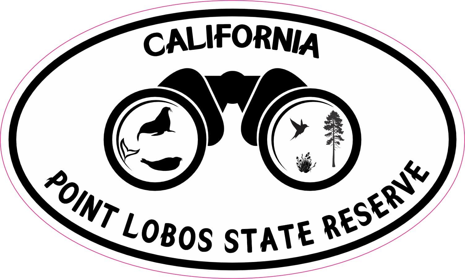 StickerTalk Point Lobos State Reserve California Oval Sticker, 5 inches by 3 inches