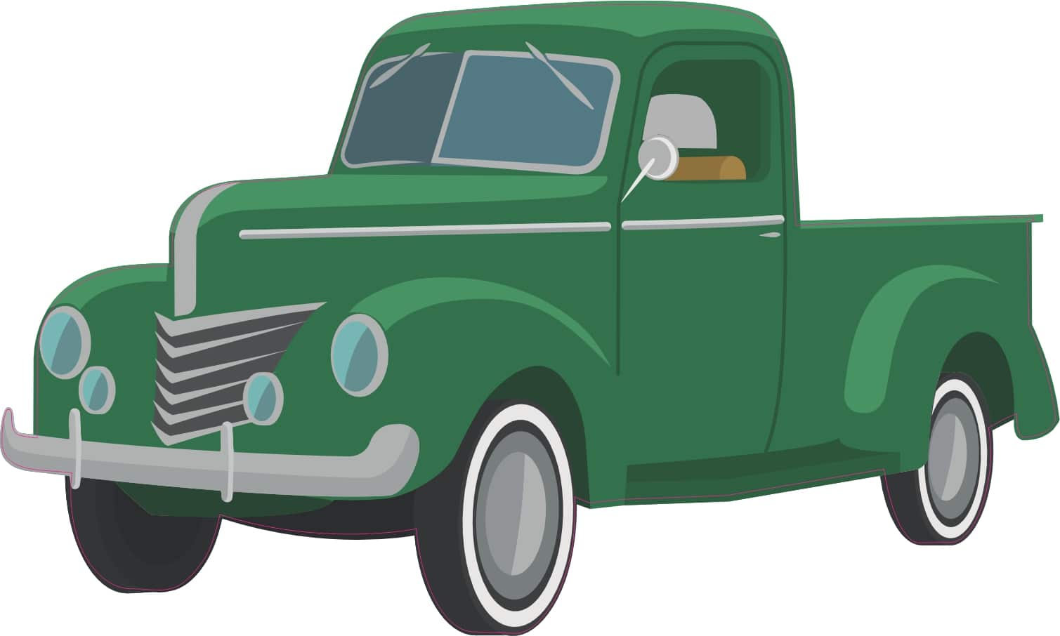 StickerTalk Vintage Green Truck Vinyl Sticker, 5 inches by 3 inches