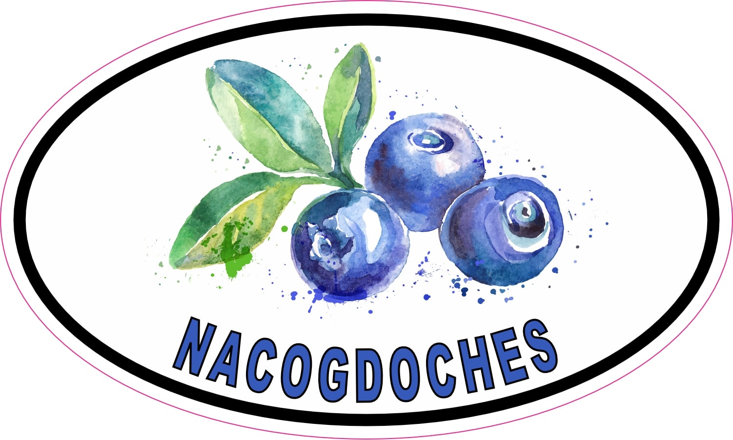 StickerTalk Nacogdoches Blueberries Vinyl Sticker, 5 inches by 3 inches
