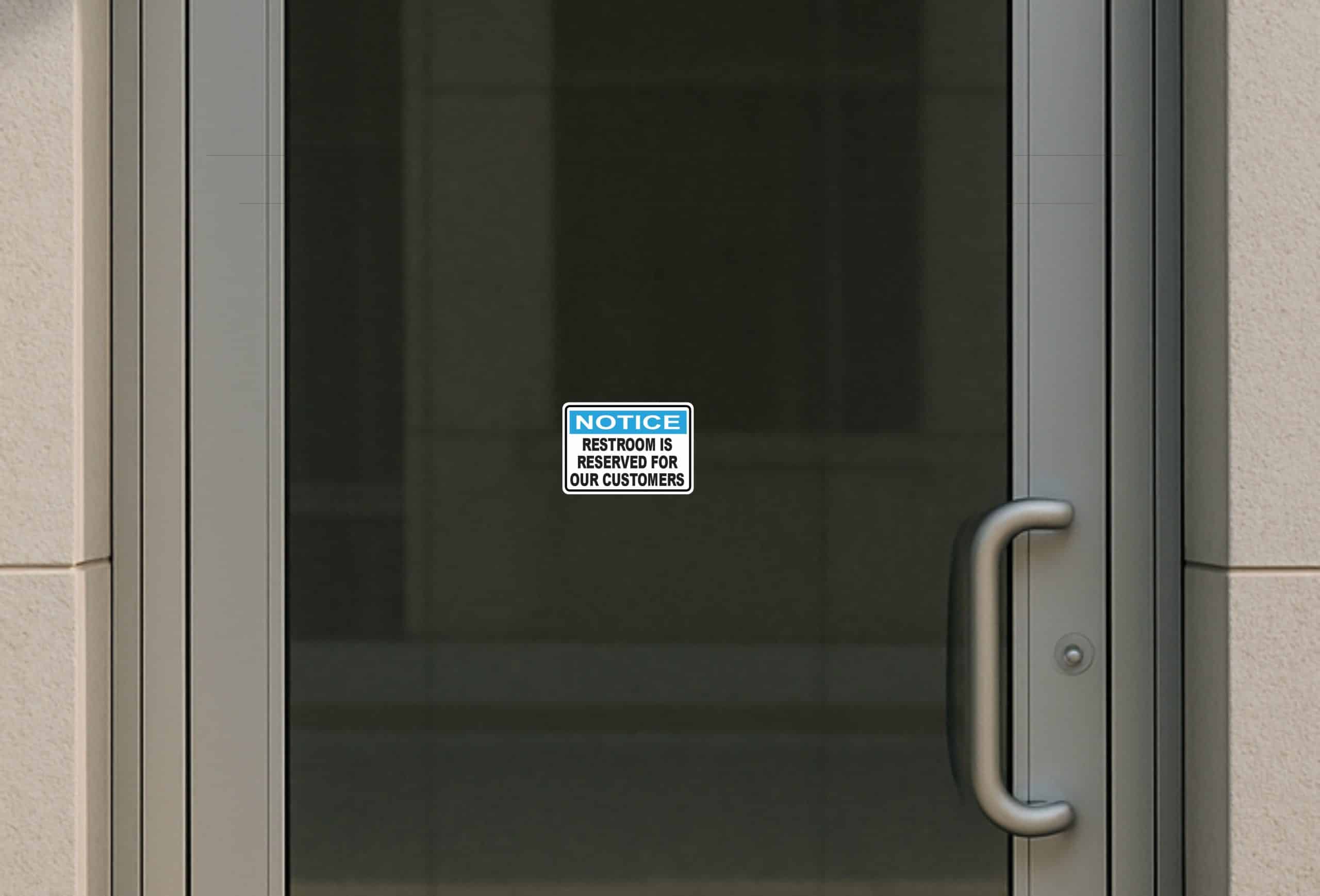 StickerTalk Notice Restroom is Reserved For Our Customers Vinyl Sticker, 5 inches by 3.5 inches