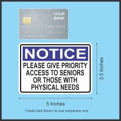 StickerTalk Priority Access to Seniors or Those with Physical Needs Vinyl Sticker, 5 inches by 3.5 inches