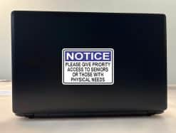 StickerTalk Priority Access to Seniors or Those with Physical Needs Vinyl Sticker, 5 inches by 3.5 inches