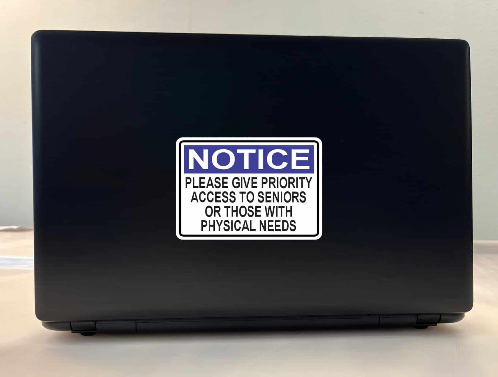 StickerTalk Priority Access to Seniors or Those with Physical Needs Vinyl Sticker, 5 inches by 3.5 inches