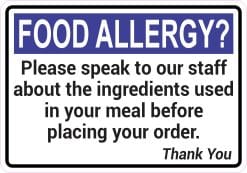 StickerTalk Food Allergy Speak to Staff Before Placing Order Vinyl Sticker, 5 inches by 3.5 inches