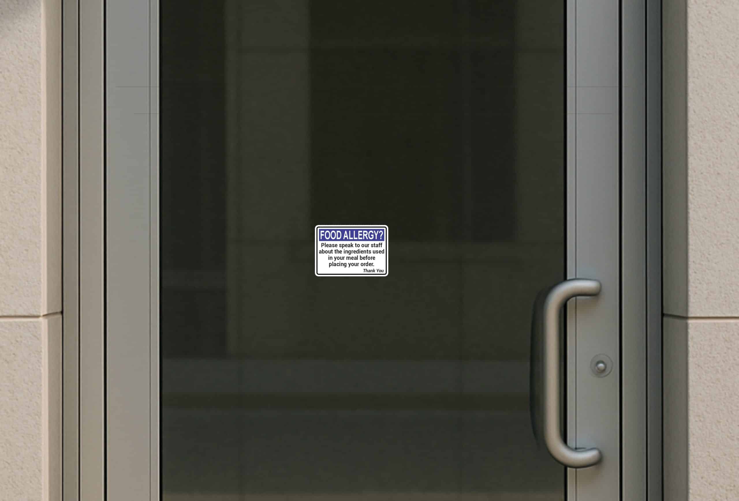 StickerTalk Food Allergy Speak to Staff Before Placing Order Vinyl Sticker, 5 inches by 3.5 inches