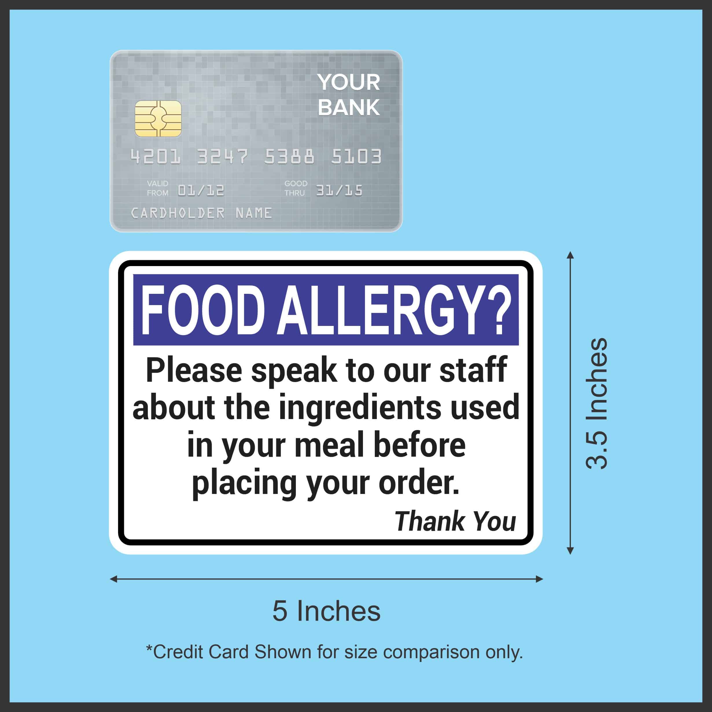 StickerTalk Food Allergy Speak to Staff Before Placing Order Vinyl Sticker, 5 inches by 3.5 inches