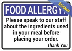 StickerTalk Food Allergy Speak to Staff Before Placing Order Vinyl Sticker, 5 inches by 3.5 inches