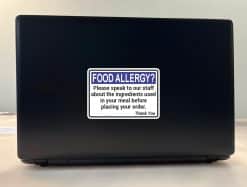 StickerTalk Food Allergy Speak to Staff Before Placing Order Vinyl Sticker, 5 inches by 3.5 inches