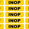 StickerTalk INOP Yellow and Black Vinyl Sticker Sheet, 2 inches by 0.5 inches