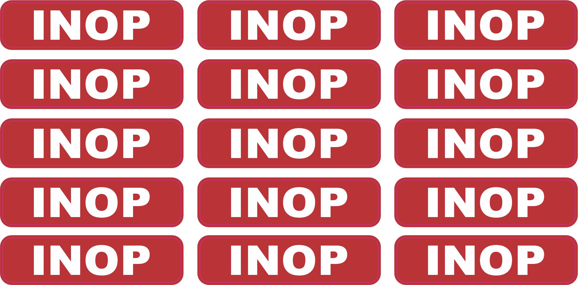 StickerTalk INOP Red Vinyl Sticker Sheet, 2 inches by 0.5 inches