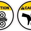 StickerTalk Hand Entanglement Rollers Caution Vinyl Sticker Sheet, 3 inches by 3 inches