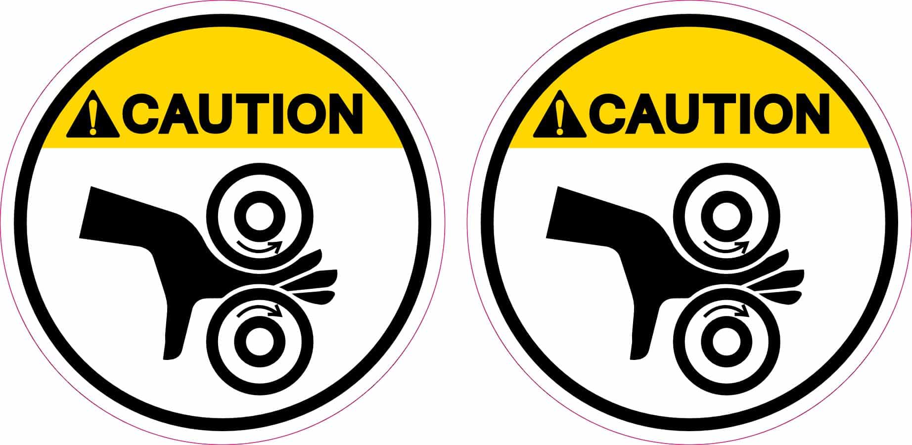 StickerTalk Hand Entanglement Rollers Caution Vinyl Sticker Sheet, 3 inches by 3 inches
