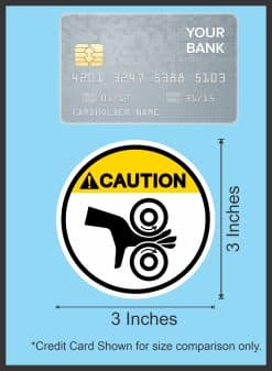 StickerTalk Hand Entanglement Rollers Caution Vinyl Sticker Sheet, 3 inches by 3 inches