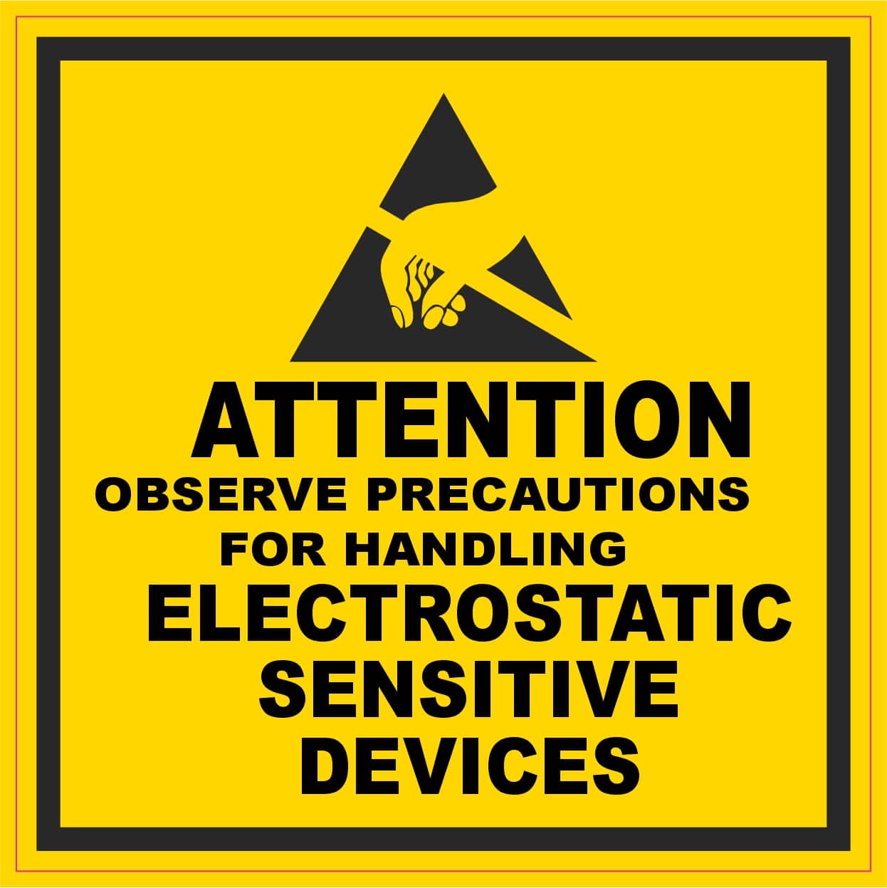 StickerTalk Attention Observe Precautions for Handling ESD Magnet, 4 inches by 4 inches