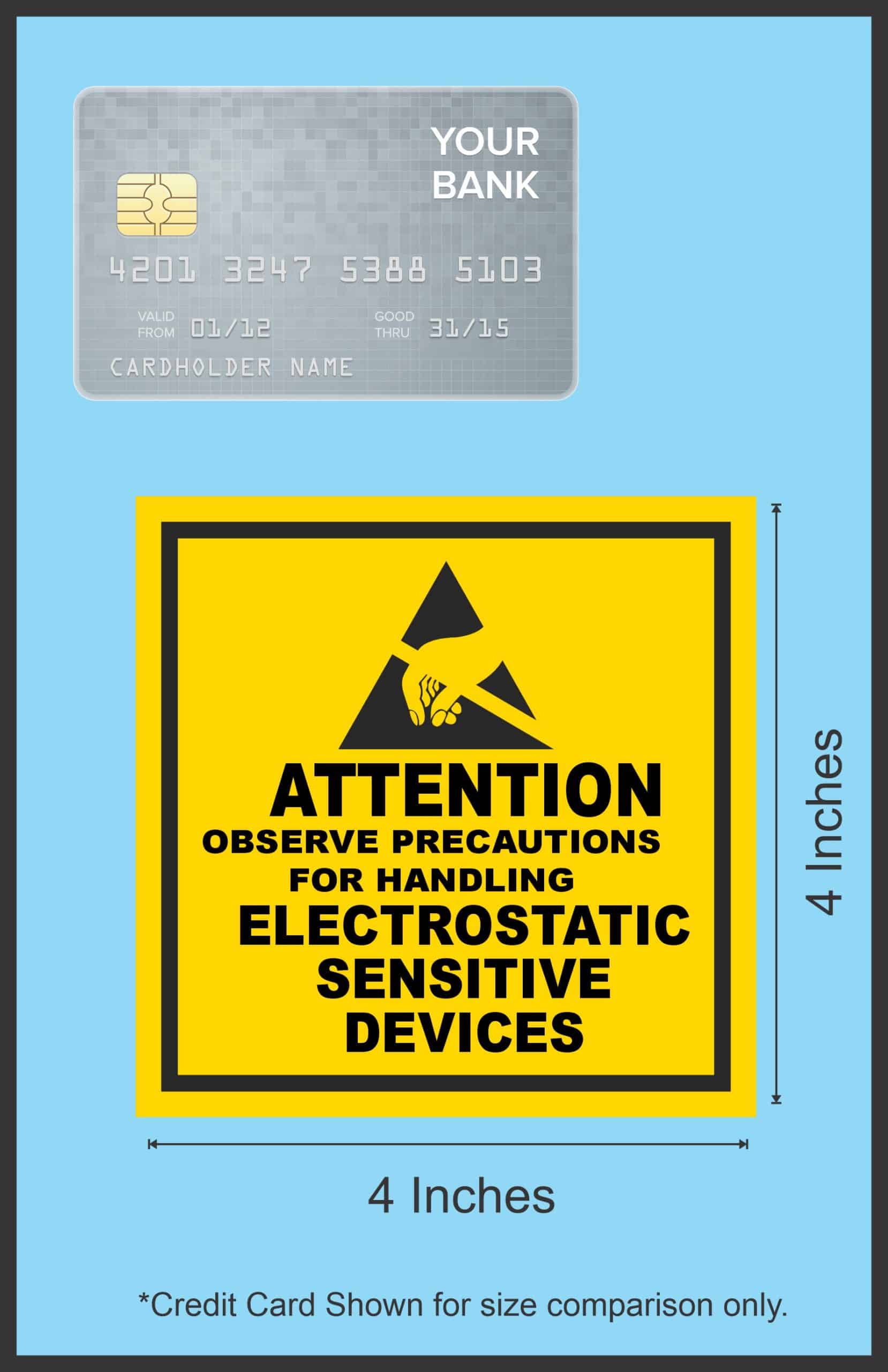 StickerTalk Attention Observe Precautions for Handling ESD Magnet, 4 inches by 4 inches