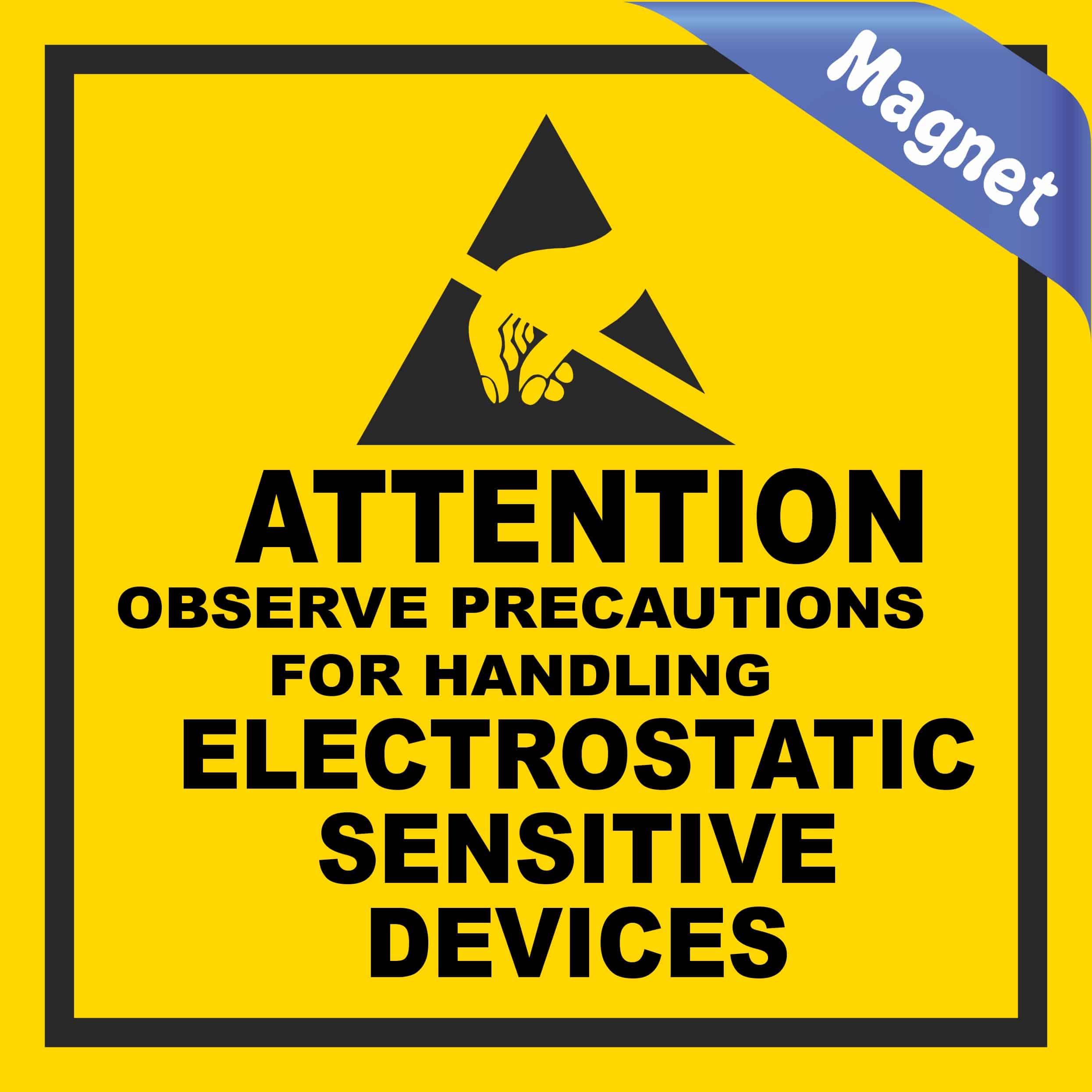 StickerTalk Attention Observe Precautions for Handling ESD Magnet, 4 inches by 4 inches