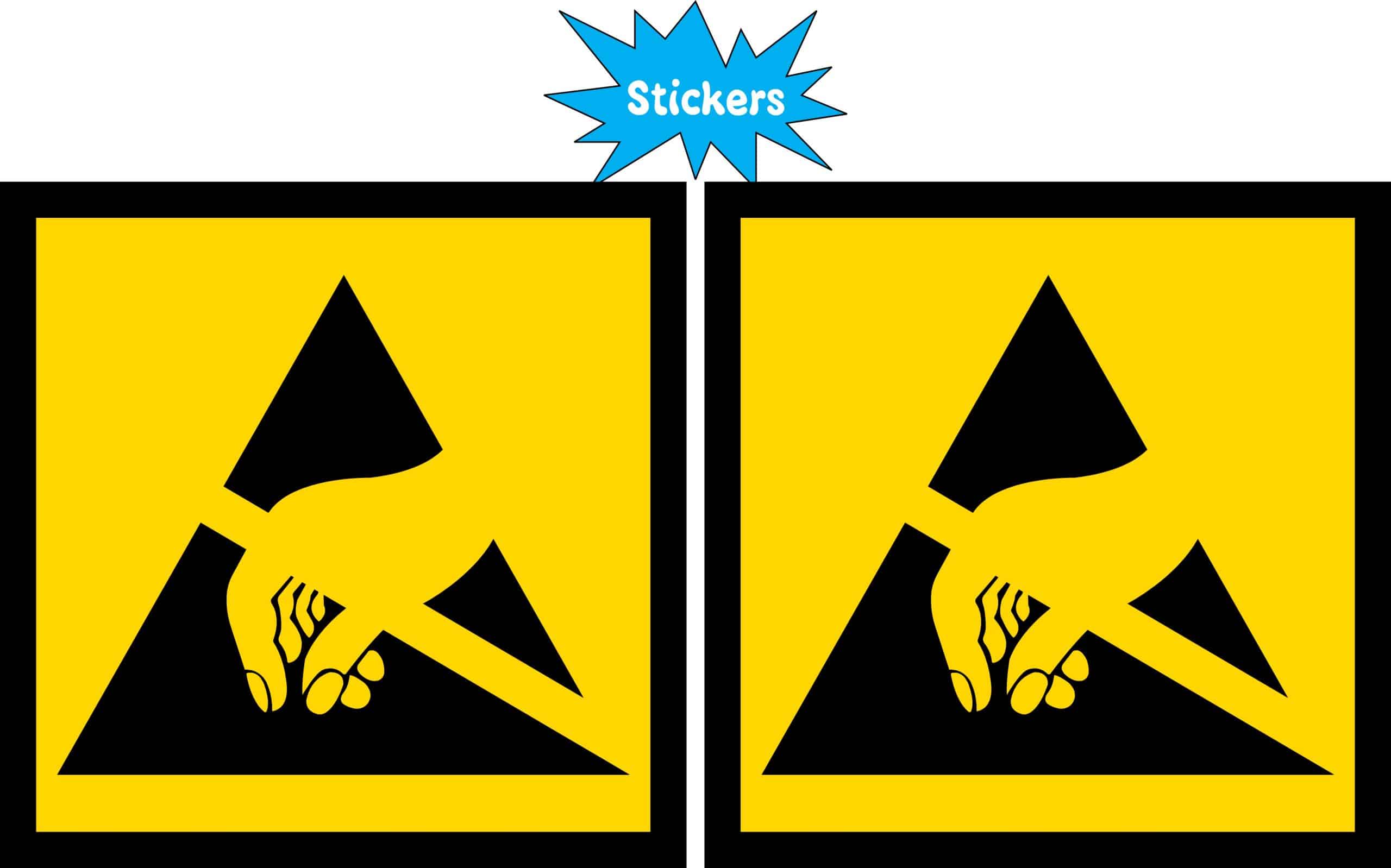 StickerTalk ESD Susceptibility Symbol Vinyl Sticker Sheet, 3 inches by 3 inches