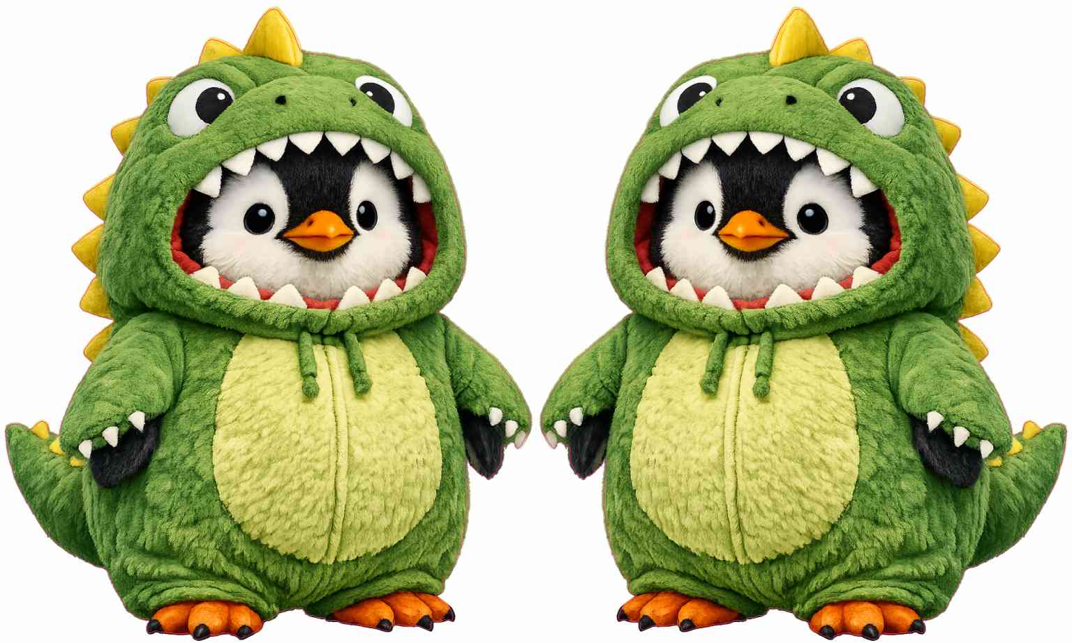StickerTalk Penguin in Dino Costume Cartoon Vinyl Sticker Sheet, 2.5 inches by 3 inches