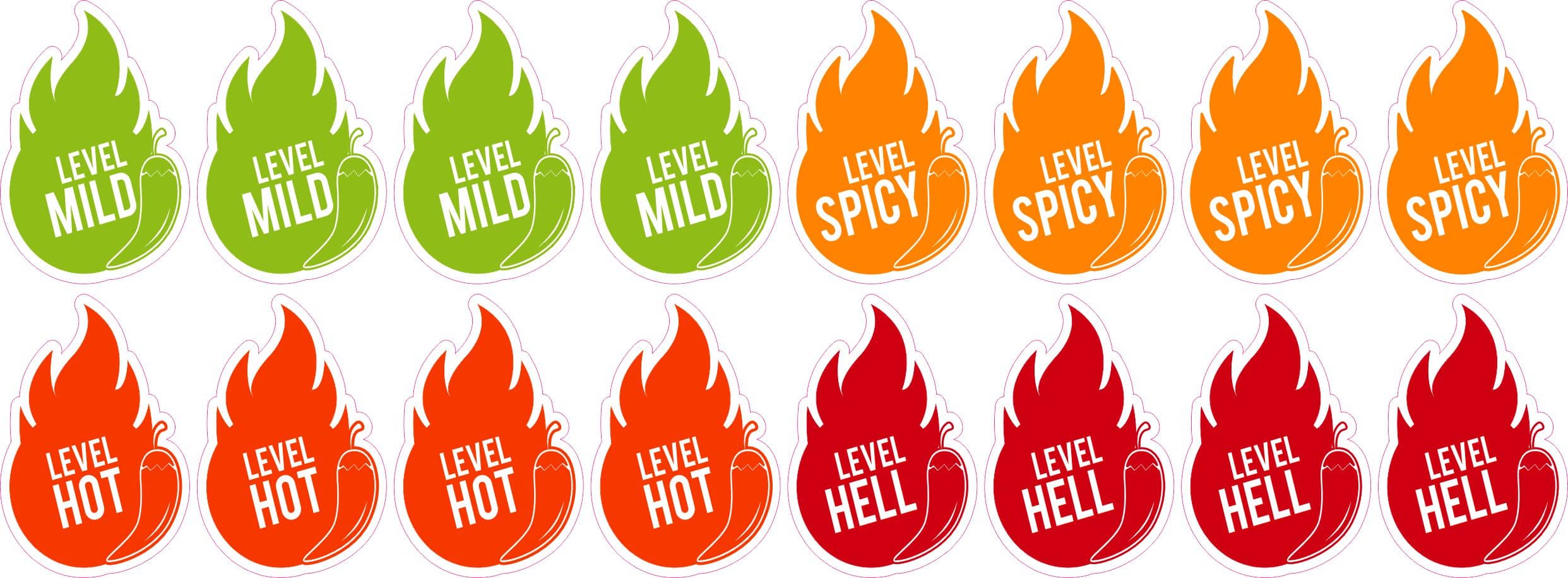 StickerTalk Spicy Food Identification Stickers, 1 inch by 1.5 inches