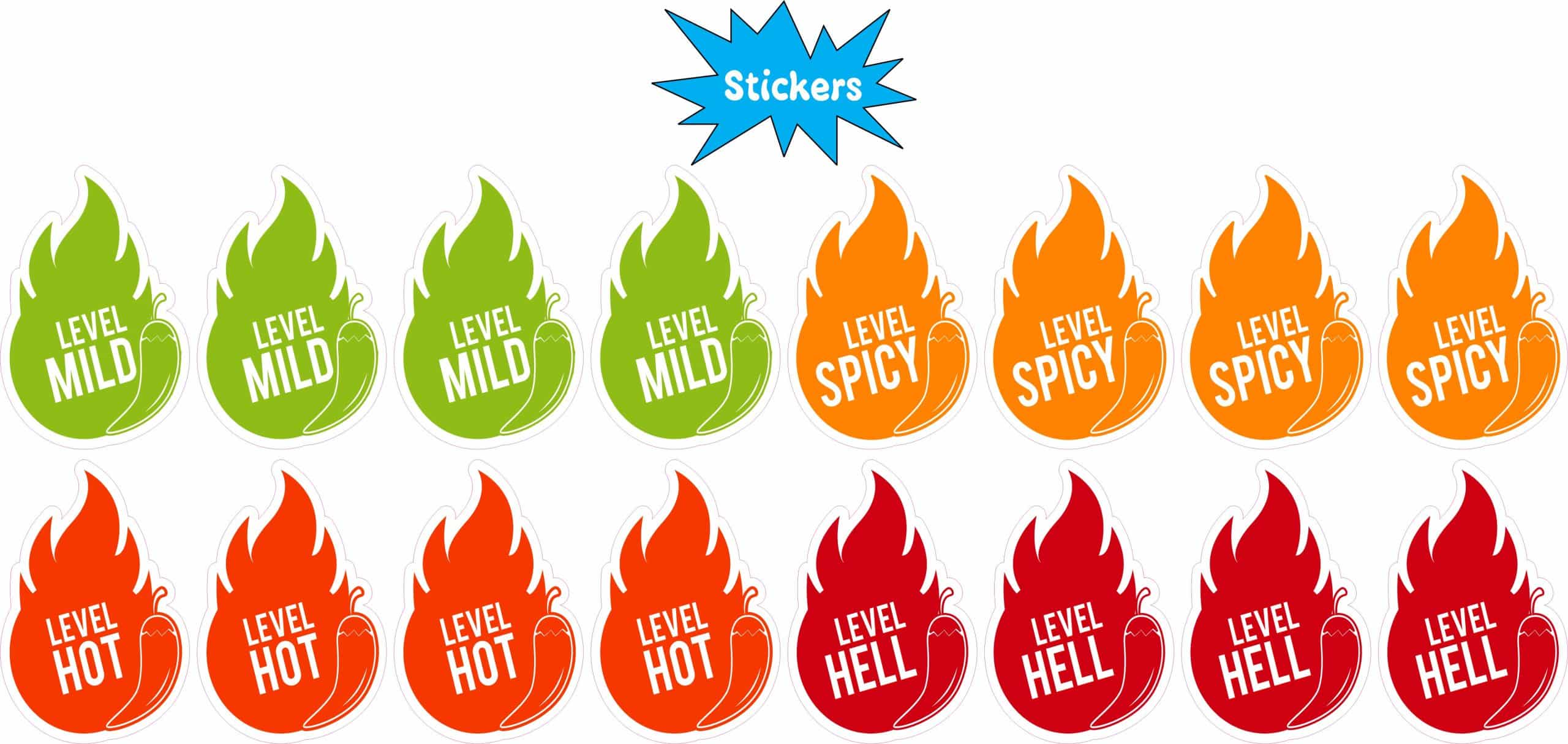 StickerTalk Spicy Food Identification Stickers, 1 inch by 1.5 inches