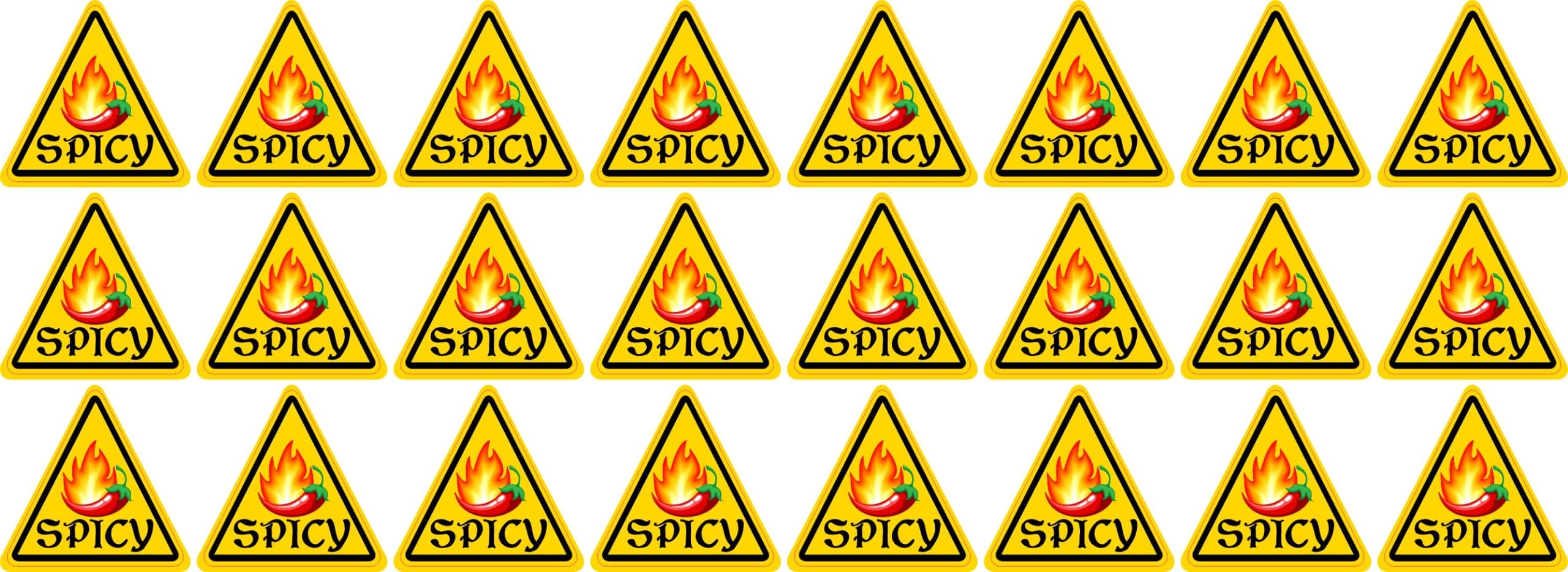 StickerTalk Caution Spicy Flaming Chili Pepper Stickers, 1 inch by 1 inch