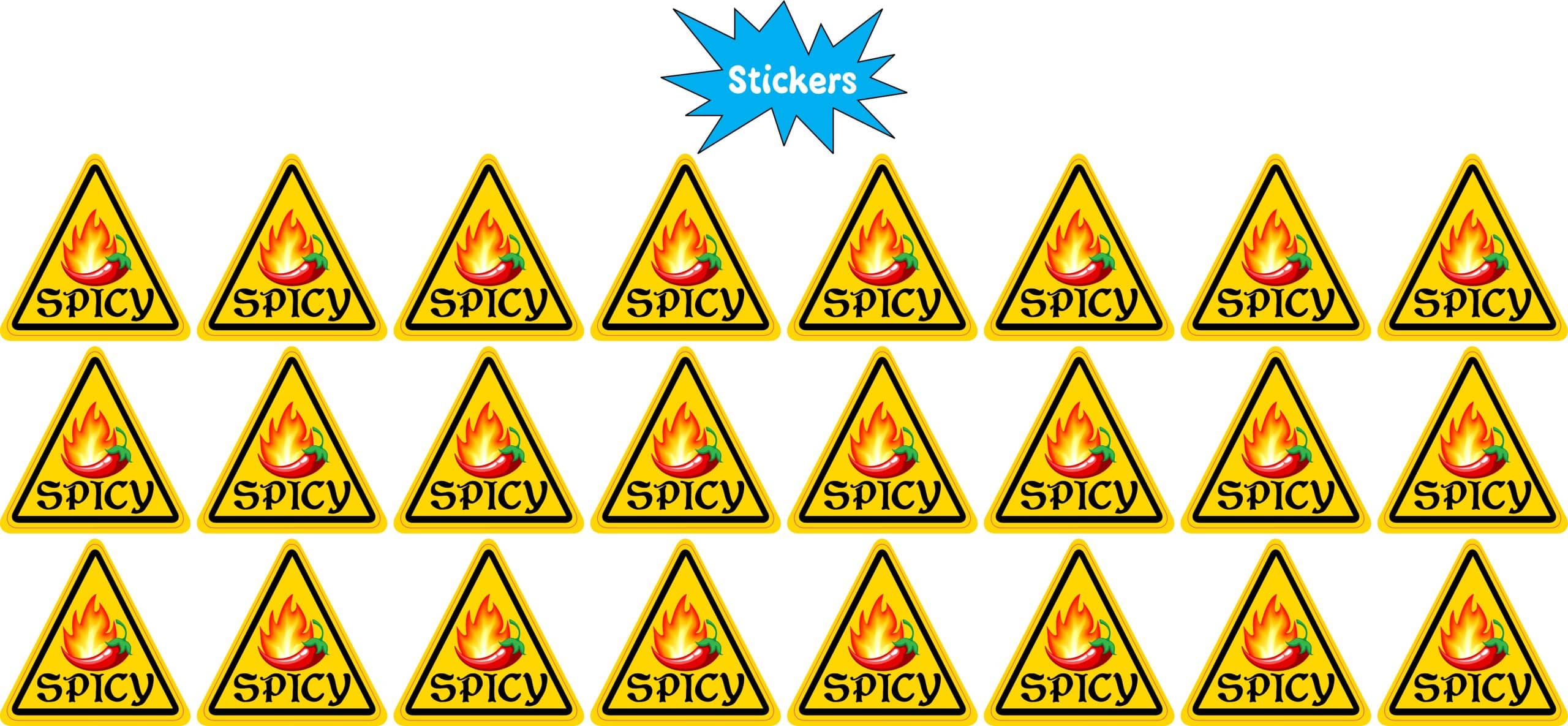 StickerTalk Caution Spicy Flaming Chili Pepper Stickers, 1 inch by 1 inch