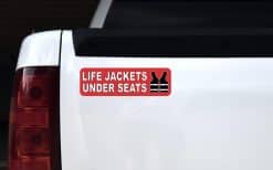 StickerTalk Life Jackets Under Seats Sticker, 10 inches by 3 inches