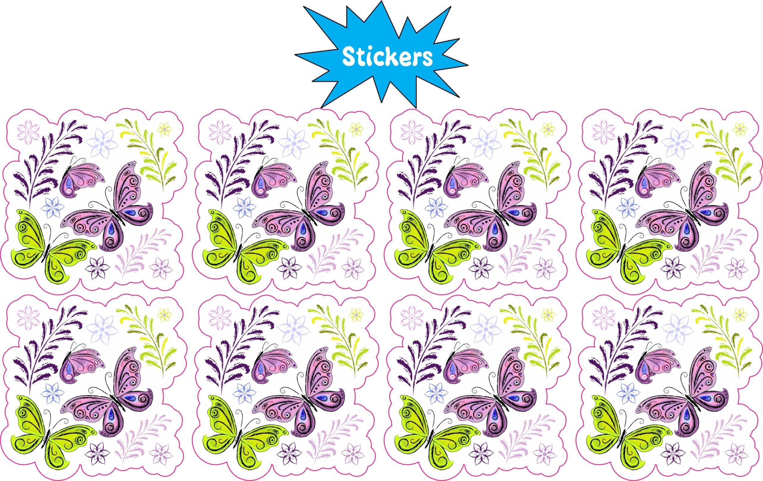 StickerTalk Butterfly Garden Stickers, 1.5 inches by 1.5 inches