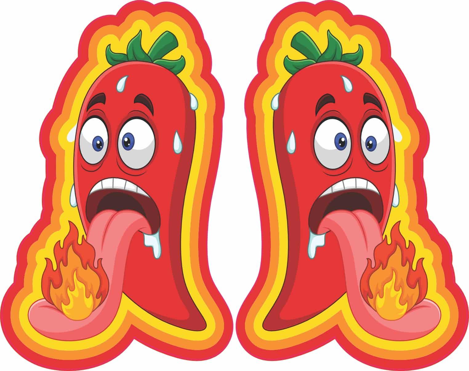 StickerTalk Chili Pepper with Tongue on Fire, 2.5 inches by 4 inches